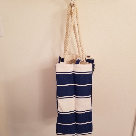 1153B NEW Lancome Authentic Blue White Canvas Tote - Picture 5 of 15